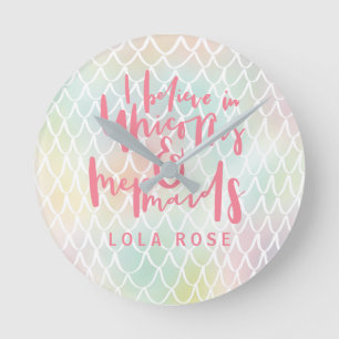 HORLOGE RONDE JE CROIS EN UNICORNES ET MERMSIDA