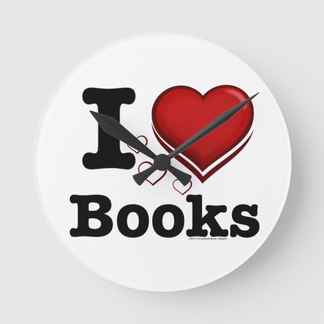 Horloge Ronde Je suis Heart Books ! J'adore les livres ! Shadowe (Recto)