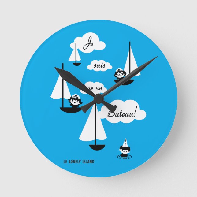 Horloge Ronde Je suis sur un Bateau ! (Recto)