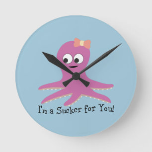 Horloge Ronde Je suis un suceur pour toi ! Octopus rose