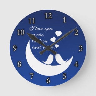 Horloge Ronde Je t'aime sur la Lune et de retour
