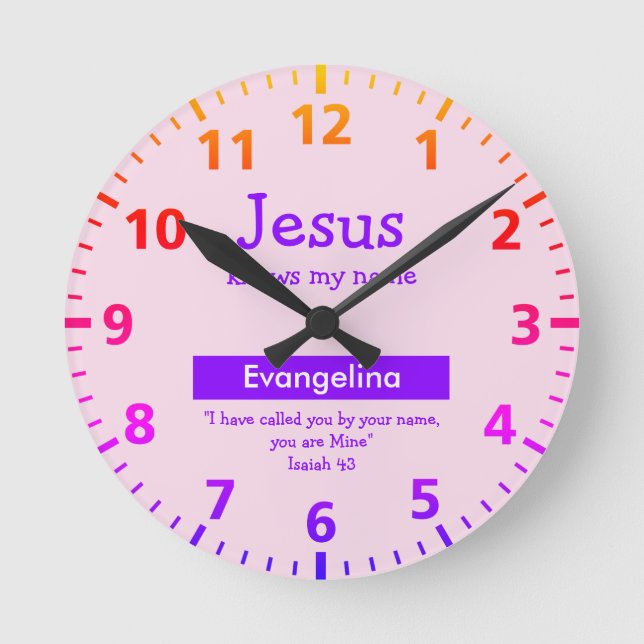 Horloge Ronde JESUS CONNAÎT MON NOM Pretty Rose Personnalisé Fil (Recto)