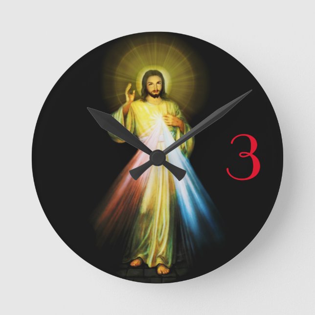Horloge Ronde Jésus Divine Mercy Hour Clock (Recto)