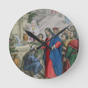 Horloge Ronde Jésus donne la vue à un aveugle né, d'une bible