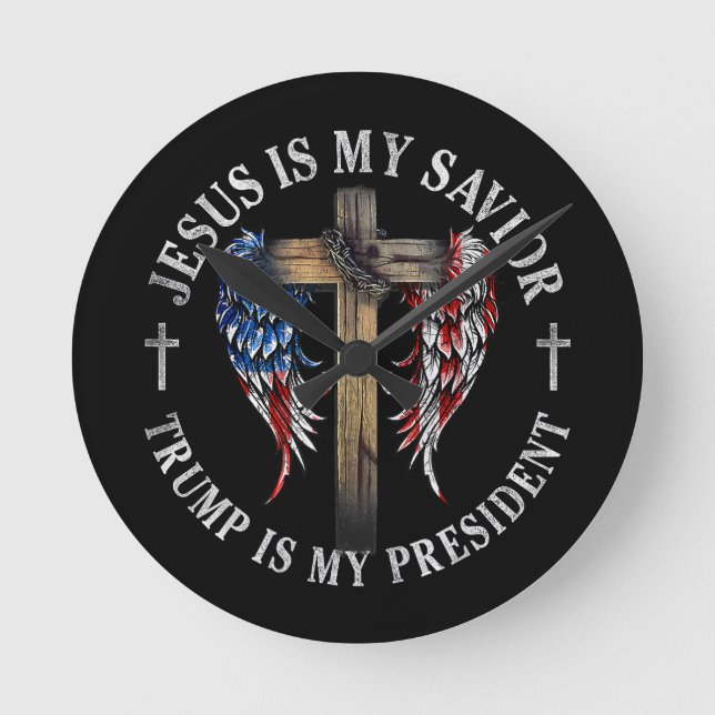 Horloge Ronde Jésus est mon sauveur Trump est mon président 2024 (Recto)