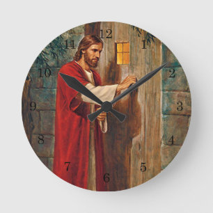 Horloge Ronde Jésus frappe sur la porte