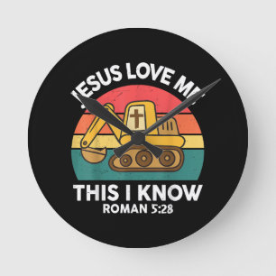Horloge Ronde Jésus M'Aime Ceci Je Connais Excavateur Christian
