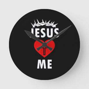 Horloge Ronde Jésus m'aime chrétien religieux