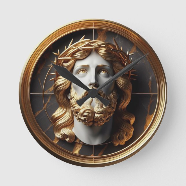 Horloge Ronde Jésus regardant dans les cieux avec Rencontre Divi (Recto)