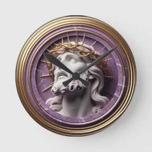 Horloge Ronde Jésus regarde dans les cieux avec des épines