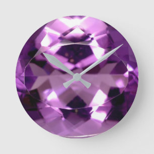 Horloge Ronde Jeu Amethyst violet brillant Février pierre natale