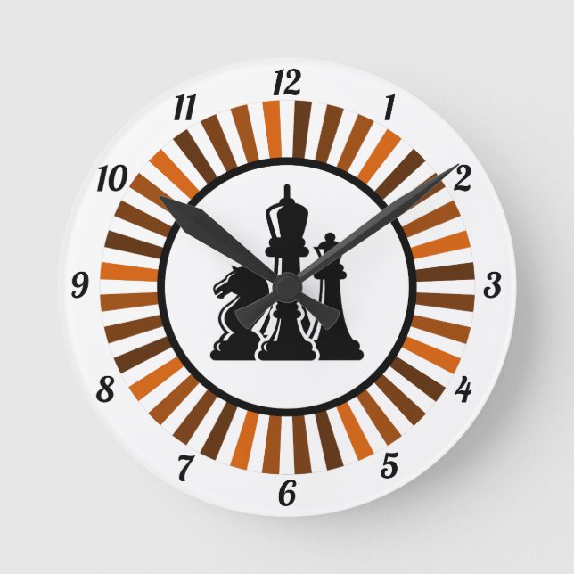 Horloge Ronde Jeu d'échecs King Queen Chevalier Jeu de jeu Dark  (Recto)