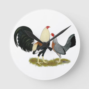 Horloge Ronde Jeu gris Paire