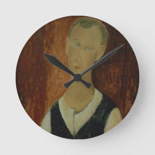 Horloge Ronde Jeune homme avec Waistcoat noir, 1912 (l'huile