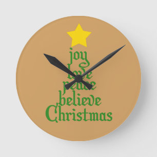 Horloge Ronde Joie, Amour, Paix, Croire, Noël