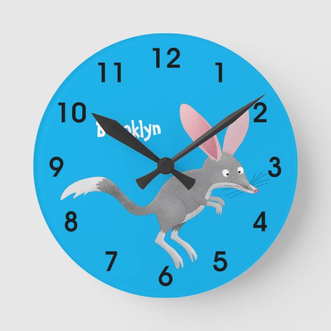 Horloge Ronde Joli dessin animé de bilby australien Round Clock (Recto)