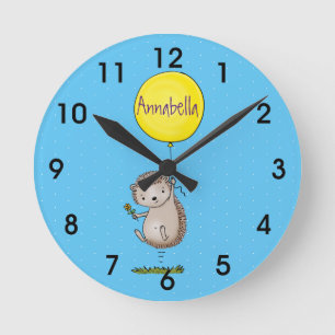 Horloge Ronde Joli hérisson et motif de dessin animé de ballon