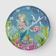 Joli monogramme prénom aquarelle sirène
