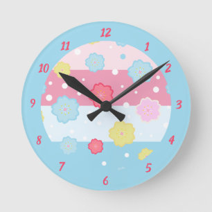 Horloge Ronde Joli Motif coloré Pastel Design
