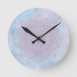 Horloge Ronde Joli rose Sacré Lotus Fleur de fleurs Mandala