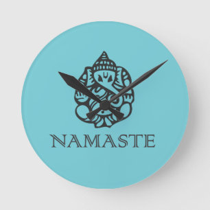 Horloge Ronde Jolie conception bleue de Ganesh Namaste