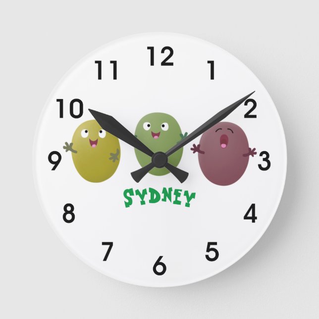 Horloge Ronde Jolie olives joyeux chantant dessin animé (Recto)