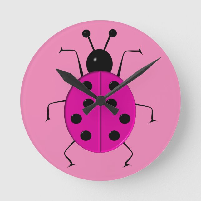 Horloge Ronde Jolies coccinelles colorées, porte-bonheur (Recto)