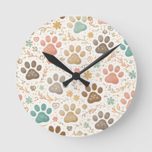 Horloge Ronde Jolies Empreintes de Patte