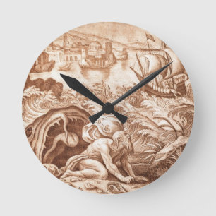 Horloge Ronde Jonah and the Whale, illustration from a Bible, en