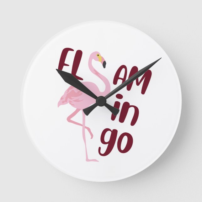 Horloge Ronde Jouer Flamant rose rose Typographie Art (Recto)