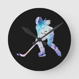 Horloge Ronde Joueur de hockey multilingue