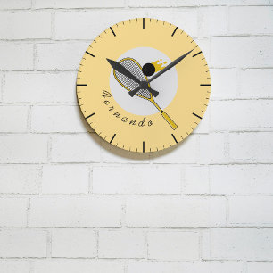 Horloge Ronde Joueur de squash Entraîneur Racketball Nom personn