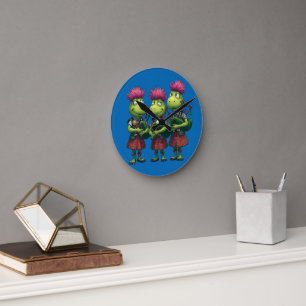 Horloge Ronde Joueurs de cornemuse pour la soirée Burns écossais