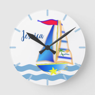 Horloge Ronde Jour de voile ensoleillé Personnalisé