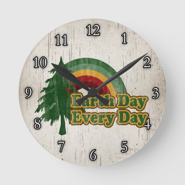 Horloge Ronde Jour des terres tous les jours, Retro Rainbow (Recto)