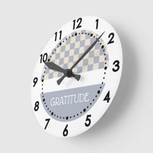 Horloge Ronde Journal à carreaux de gratitude