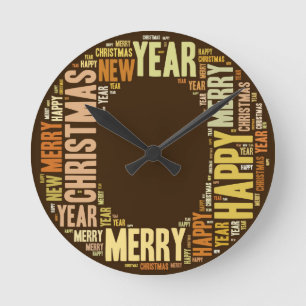 Horloge Ronde JOY Wordcloud Noël