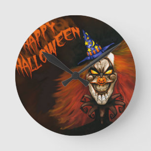 Horloge Ronde Joyeux Clown effrayant d'Halloween