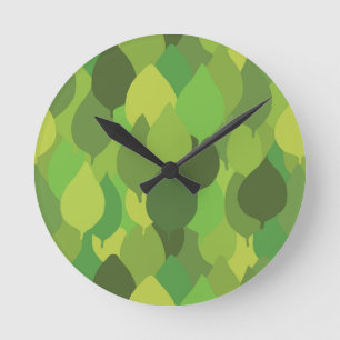 Horloge Ronde Joyeux Feuilles luxuriants - motif de surface tran