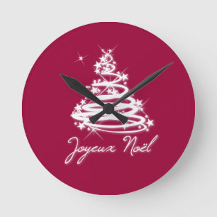 Horloge Ronde Joyeux Noël avec l'arbre de Noël
