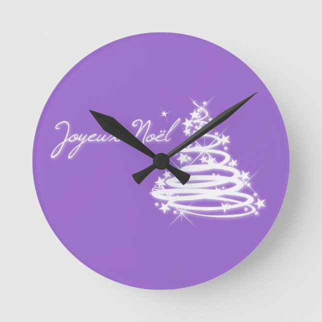 Horloge Ronde Joyeux Noël avec l'arbre de Noël (Recto)