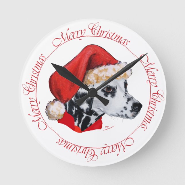 Horloge Ronde Joyeux Noël dalmate (Recto)