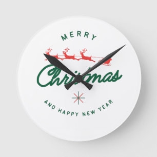 Horloge Ronde Joyeux Noël et bonne année 