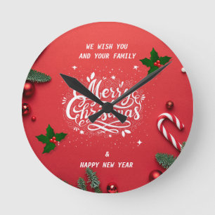 Horloge Ronde Joyeux noël et bonne nouvelle année
