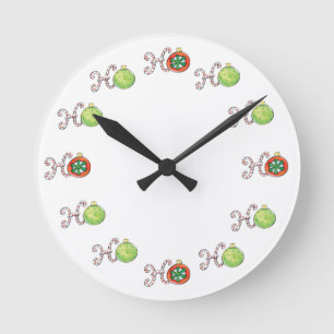 Horloge Ronde Joyeux Noël Ho Ho Ho, Cannes de Bonbon Ornements