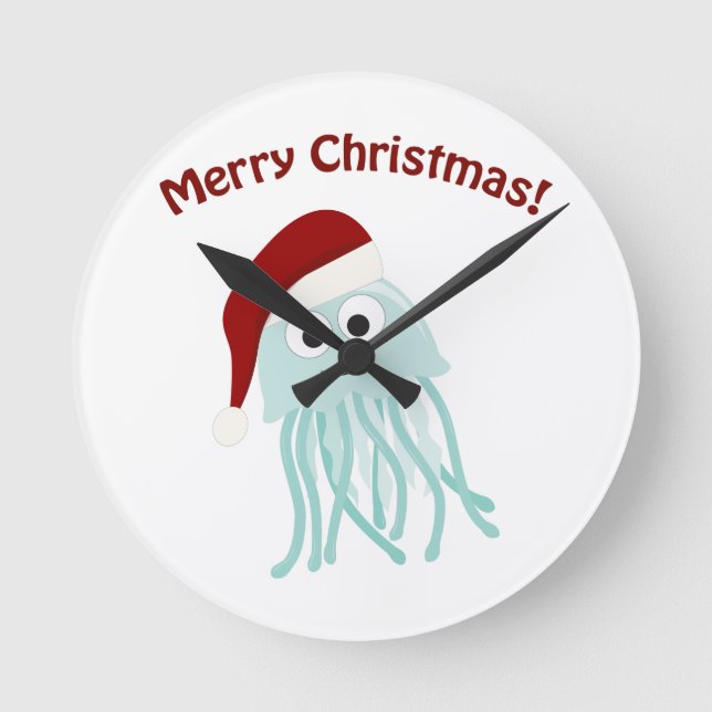Horloge Ronde Joyeux Noël ! Méduse (Recto)