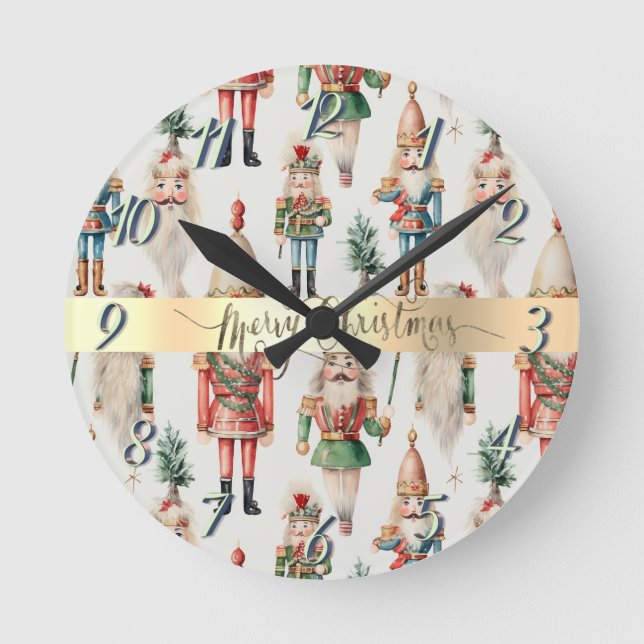 Horloge Ronde Joyeux Noël Nutcracker Holiday (Recto)
