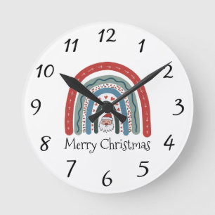 Horloge Ronde Joyeux Noël Père Noël Arc en ciel
