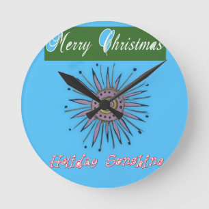 Horloge Ronde Joyeux Noël Sunshine Holiday.png