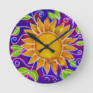 Horloge Ronde Joyeux tournesol